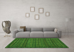 Machine Washable Abstract Green Contemporary Area Rugs in a Living Room,, wshcon1544grn