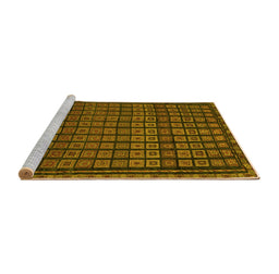 Sideview of Machine Washable Abstract Yellow Contemporary Rug, wshcon1544yw