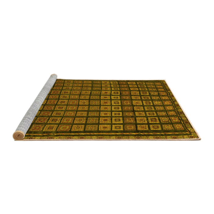 Sideview of Machine Washable Abstract Yellow Contemporary Rug, wshcon1544yw
