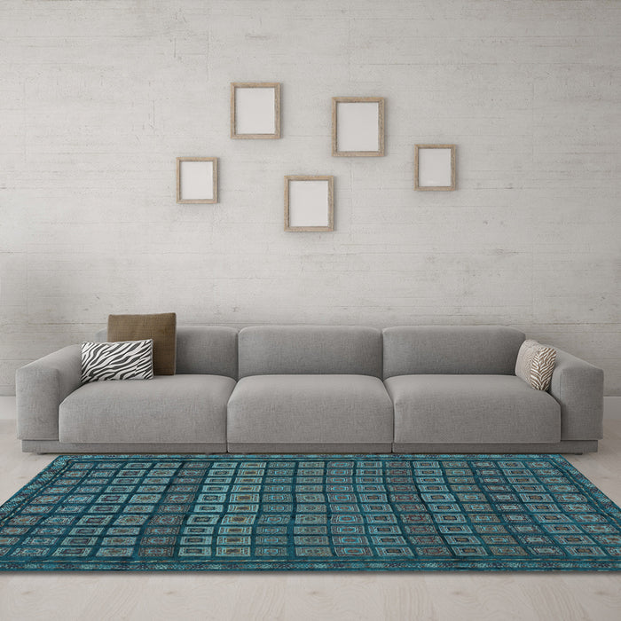Machine Washable Abstract Light Blue Contemporary Rug in a Living Room, wshcon1544lblu