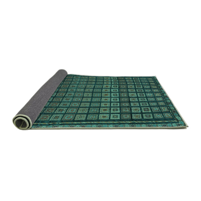 Sideview of Abstract Turquoise Contemporary Rug, con1544turq