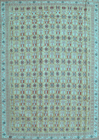 Abstract Light Blue Contemporary Rug, con1545lblu