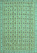 Machine Washable Abstract Turquoise Contemporary Area Rugs, wshcon1545turq