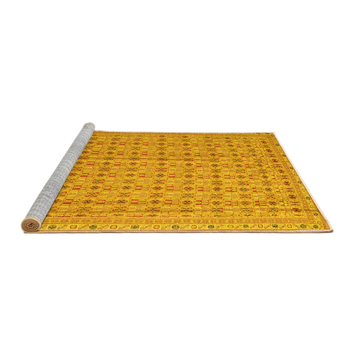 Sideview of Machine Washable Abstract Yellow Contemporary Rug, wshcon1545yw