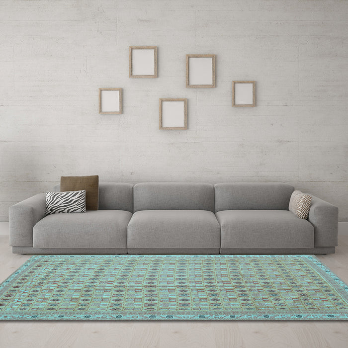 Machine Washable Abstract Light Blue Contemporary Rug in a Living Room, wshcon1545lblu