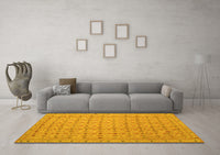 Machine Washable Abstract Yellow Contemporary Rug, wshcon1545yw