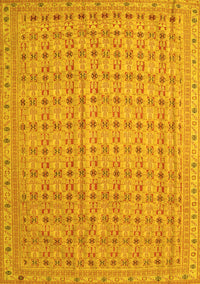 Abstract Yellow Contemporary Rug, con1545yw