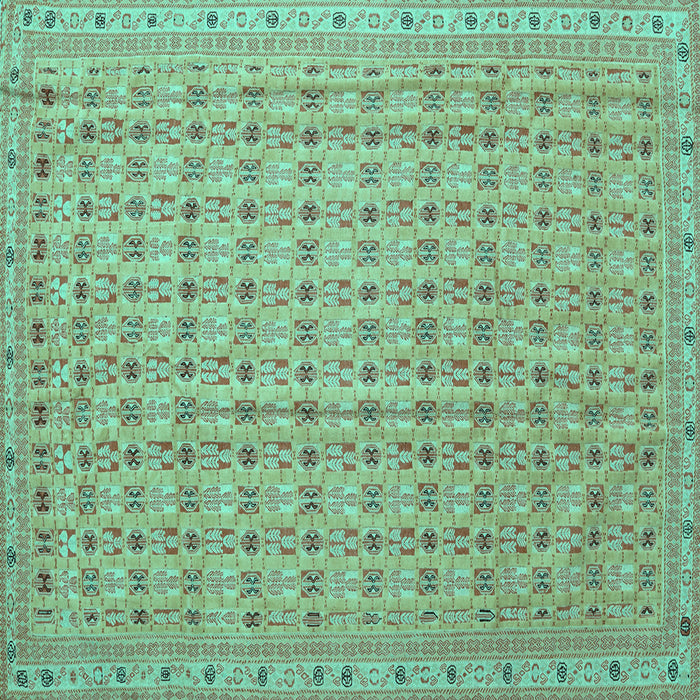 Square Machine Washable Abstract Turquoise Contemporary Area Rugs, wshcon1545turq
