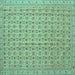 Square Machine Washable Abstract Turquoise Contemporary Area Rugs, wshcon1545turq