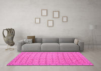 Machine Washable Abstract Pink Contemporary Rug, wshcon1545pnk