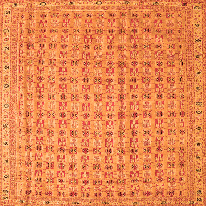 Round Machine Washable Abstract Orange Contemporary Area Rugs, wshcon1545org