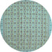 Round Machine Washable Abstract Light Blue Contemporary Rug, wshcon1545lblu