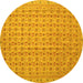 Round Machine Washable Abstract Yellow Contemporary Rug, wshcon1545yw