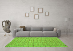 Machine Washable Abstract Green Contemporary Area Rugs in a Living Room,, wshcon1545grn