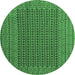 Round Machine Washable Southwestern Emerald Green Country Area Rugs, wshcon1546emgrn