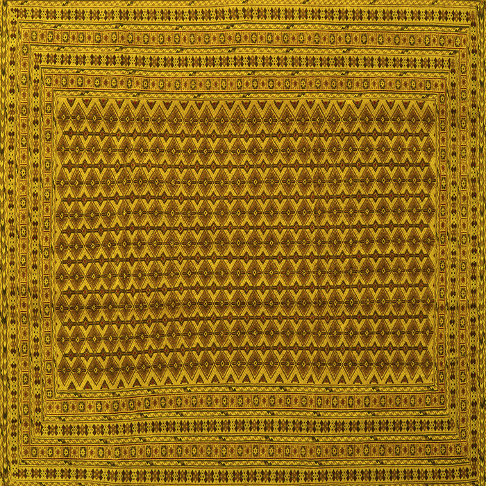 Square Machine Washable Southwestern Yellow Country Rug, wshcon1546yw