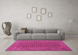 Machine Washable Southwestern Pink Country Rug in a Living Room, wshcon1546pnk