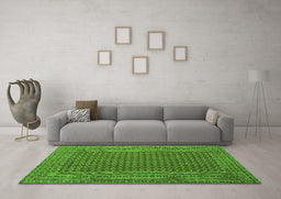 Machine Washable Southwestern Green Country Area Rugs in a Living Room,, wshcon1546grn