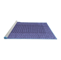 Sideview of Machine Washable Southwestern Blue Country Rug, wshcon1546blu