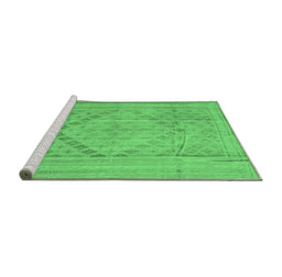 Sideview of Machine Washable Southwestern Emerald Green Country Area Rugs, wshcon1547emgrn