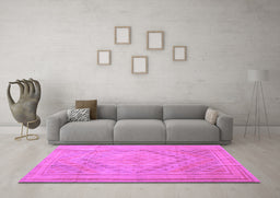 Machine Washable Southwestern Purple Country Area Rugs in a Living Room, wshcon1547pur
