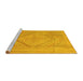 Sideview of Machine Washable Southwestern Yellow Country Rug, wshcon1547yw