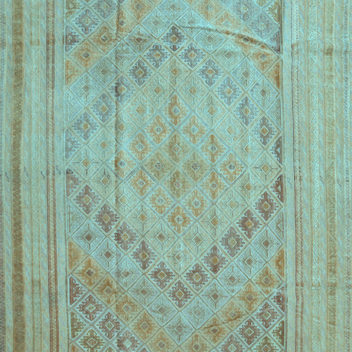 Machine Washable Southwestern Light Blue Country Rug, wshcon1547lblu