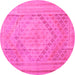 Round Southwestern Pink Country Rug, con1547pnk