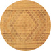 Round Southwestern Brown Country Rug, con1547brn