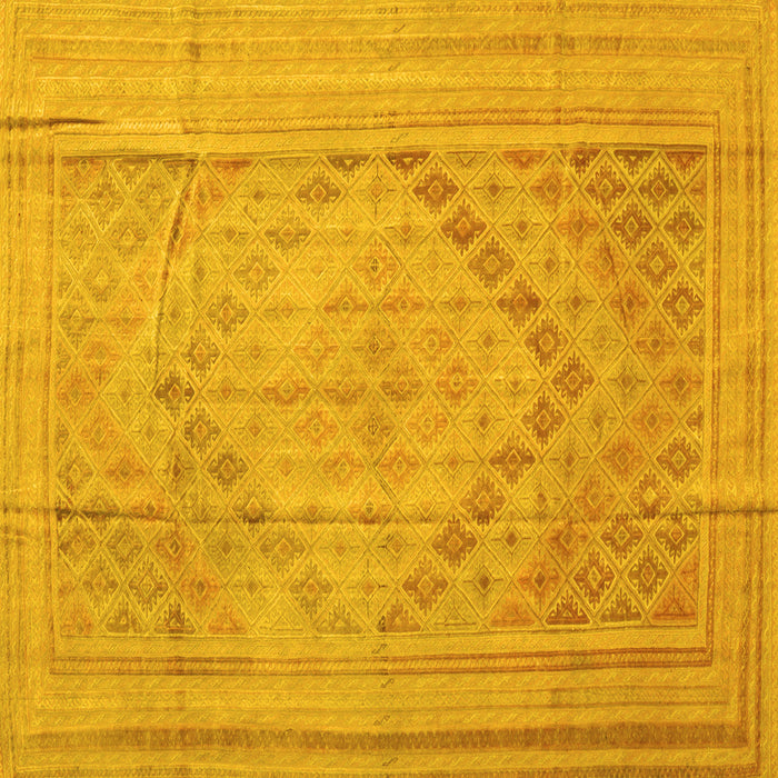 Square Machine Washable Southwestern Yellow Country Rug, wshcon1547yw