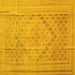 Square Machine Washable Southwestern Yellow Country Rug, wshcon1547yw