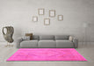 Machine Washable Southwestern Pink Country Rug in a Living Room, wshcon1547pnk