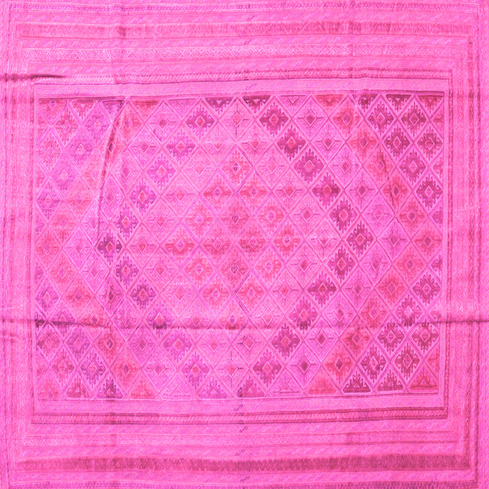 Square Machine Washable Southwestern Pink Country Rug, wshcon1547pnk