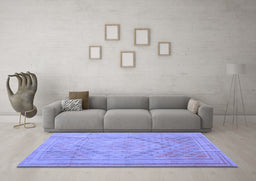 Machine Washable Southwestern Blue Country Rug in a Living Room, wshcon1547blu