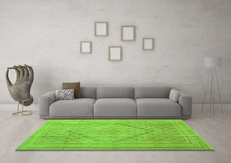 Machine Washable Southwestern Green Country Area Rugs in a Living Room,, wshcon1547grn
