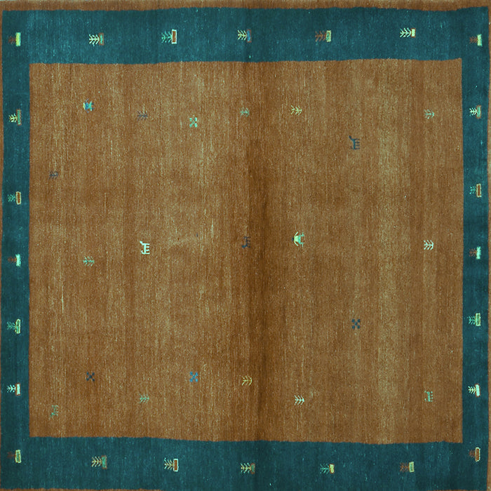 Square Abstract Turquoise Contemporary Rug, con1548turq