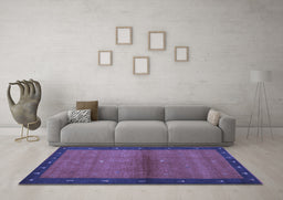 Machine Washable Abstract Blue Contemporary Rug in a Living Room, wshcon1548blu