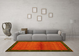 Machine Washable Abstract Yellow Contemporary Rug in a Living Room, wshcon1548yw