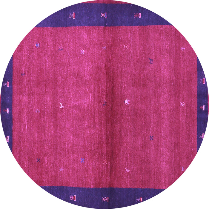 Round Machine Washable Abstract Purple Contemporary Area Rugs, wshcon1548pur