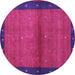 Round Machine Washable Abstract Purple Contemporary Area Rugs, wshcon1548pur