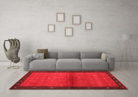 Machine Washable Abstract Red Contemporary Rug, wshcon1548red