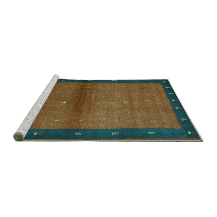 Sideview of Machine Washable Abstract Turquoise Contemporary Area Rugs, wshcon1548turq