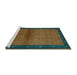 Sideview of Machine Washable Abstract Turquoise Contemporary Area Rugs, wshcon1548turq