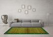 Machine Washable Abstract Green Contemporary Area Rugs in a Living Room,, wshcon1548grn