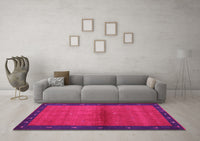 Machine Washable Abstract Pink Contemporary Rug, wshcon1548pnk