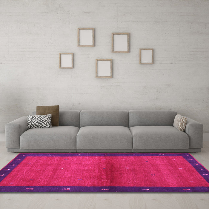 Machine Washable Abstract Pink Contemporary Rug in a Living Room, wshcon1548pnk