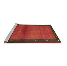 Sideview of Machine Washable Abstract Brown Contemporary Rug, wshcon1548brn