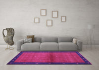 Machine Washable Abstract Purple Contemporary Rug, wshcon1548pur