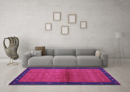 Machine Washable Abstract Purple Contemporary Area Rugs in a Living Room, wshcon1548pur