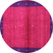 Round Abstract Pink Contemporary Rug, con1548pnk